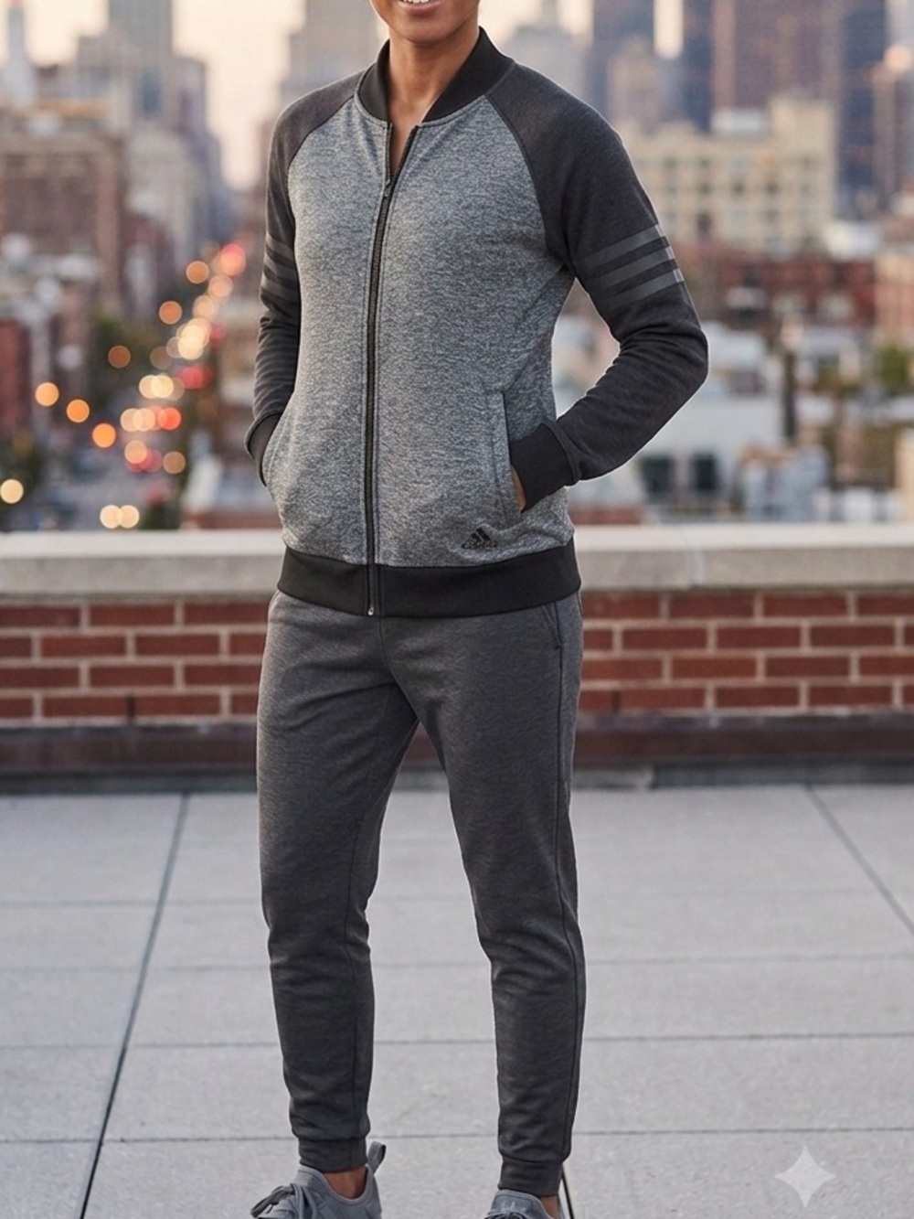Adidas Gray and Black Zip-Up Jacket